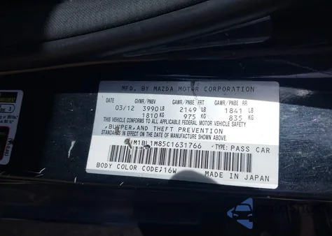 2012 Mazda Mazda3 I Grand Touring from USA, damaged, VIN JM1BL1M85C1631766